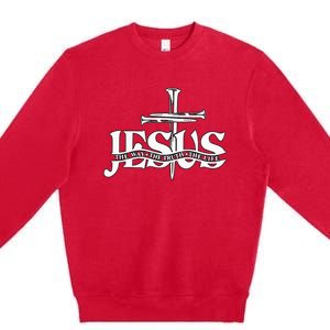 Floral Jesus Cross Don't Be Afraid Just Believe Premium Crewneck Sweatshirt