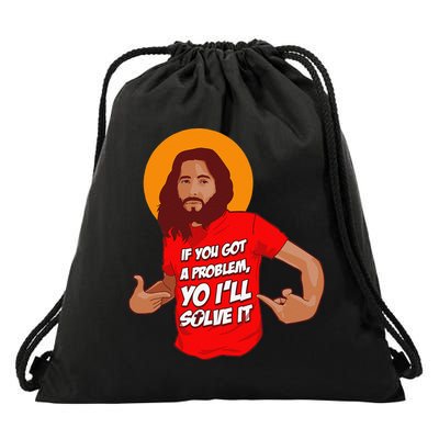 Funny Jesus Christian Meme Yo I'll Solve It Christmas Drawstring Bag