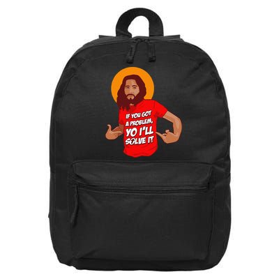 Funny Jesus Christian Meme Yo I'll Solve It Christmas 16 in Basic Backpack