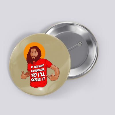 Funny Jesus Christian Meme Yo I'll Solve It Christmas Button