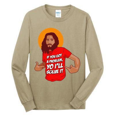 Funny Jesus Christian Meme Yo I'll Solve It Christmas Tall Long Sleeve T-Shirt