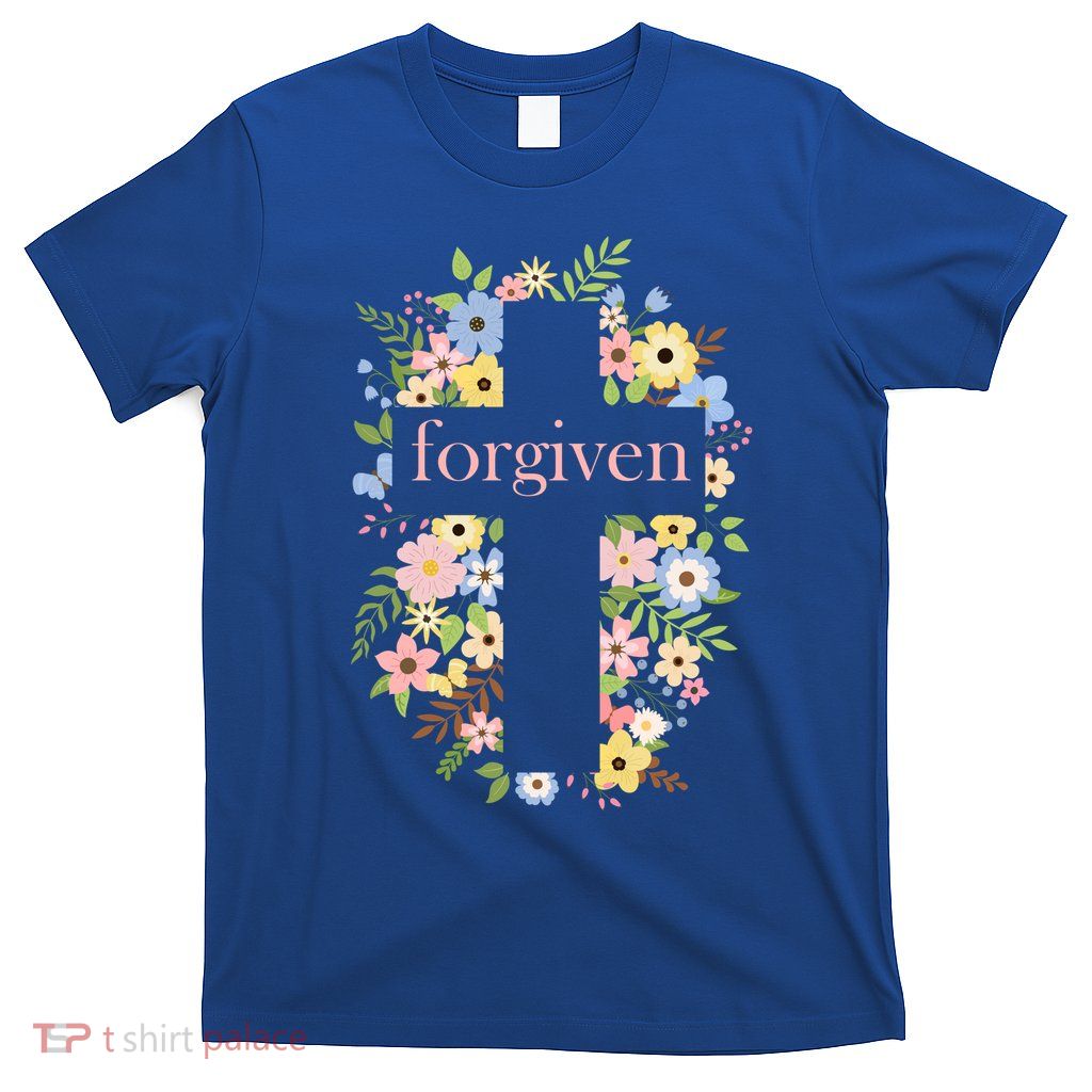 Forgiven Jesus Christ Christian Faith Floral Cross T-Shirt