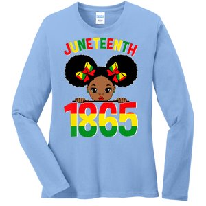 Funny Juneteenth Celebrating 1865 Cute Black African American Ladies Long Sleeve Shirt