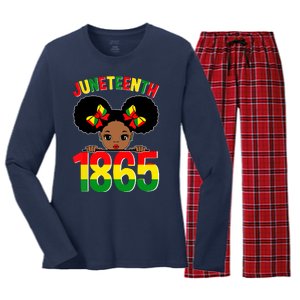 Funny Juneteenth Celebrating 1865 Cute Black African American Women's Long Sleeve Flannel Pajama Set 