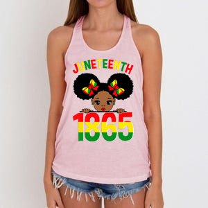 Funny Juneteenth Celebrating 1865 Cute Black African American Women's Knotted Racerback Tank