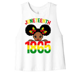 Funny Juneteenth Celebrating 1865 Cute Black African American Women's Racerback Cropped Tank