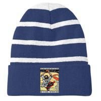 Funny Jesus Christian Playing Basketball Gift Striped Beanie with Solid Band