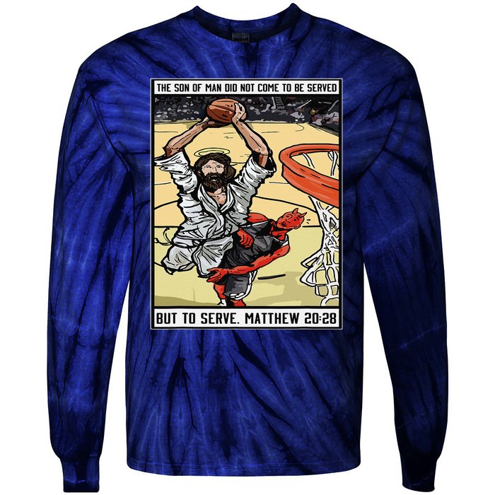 Funny Jesus Christian Playing Basketball Gift Tie-Dye Long Sleeve Shirt