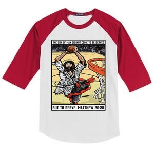 Funny Jesus Christian Playing Basketball Gift Kids Colorblock Raglan Jersey