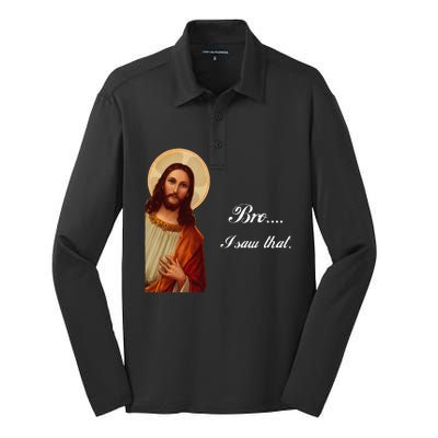 Funny Jesus Christ Bro I Saw That Meme For Awkward Moments Silk Touch Performance Long Sleeve Polo