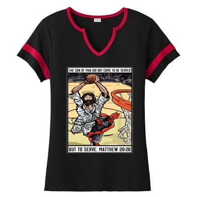 Funny Jesus Christian Playing Basketball Gift Ladies Halftime Notch Neck Tee