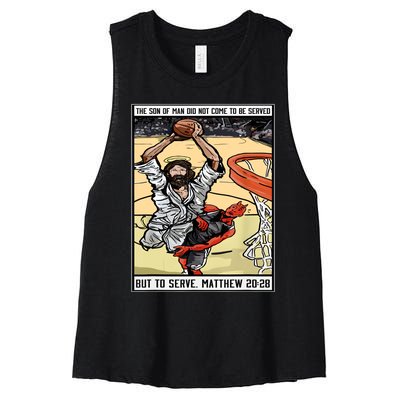 Funny Jesus Christian Playing Basketball Gift Women's Racerback Cropped Tank