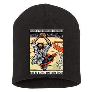 Funny Jesus Christian Playing Basketball Gift Short Acrylic Beanie