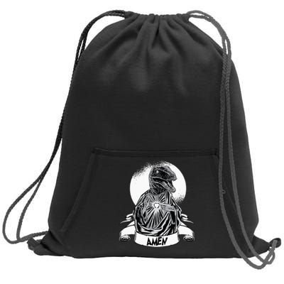 Funny Jesus Christ Parody Raptor Velociraptor Says Amen Sweatshirt Cinch Pack Bag