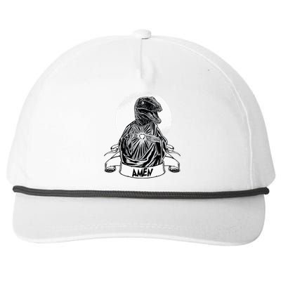 Funny Jesus Christ Parody Raptor Velociraptor Says Amen Snapback Five-Panel Rope Hat