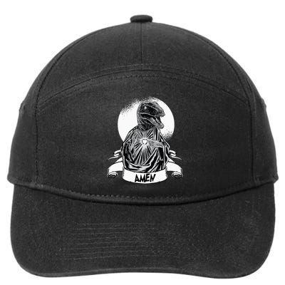 Funny Jesus Christ Parody Raptor Velociraptor Says Amen 7-Panel Snapback Hat