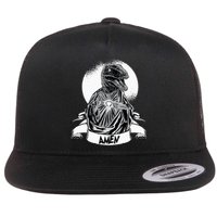 Funny Jesus Christ Parody Raptor Velociraptor Says Amen Flat Bill Trucker Hat