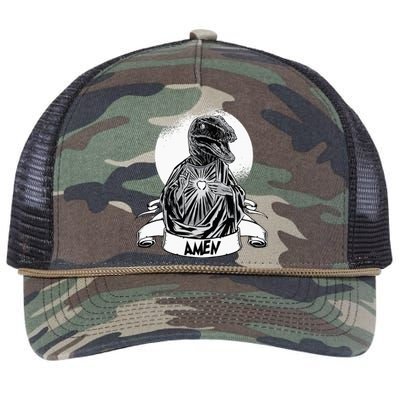 Funny Jesus Christ Parody Raptor Velociraptor Says Amen Retro Rope Trucker Hat Cap