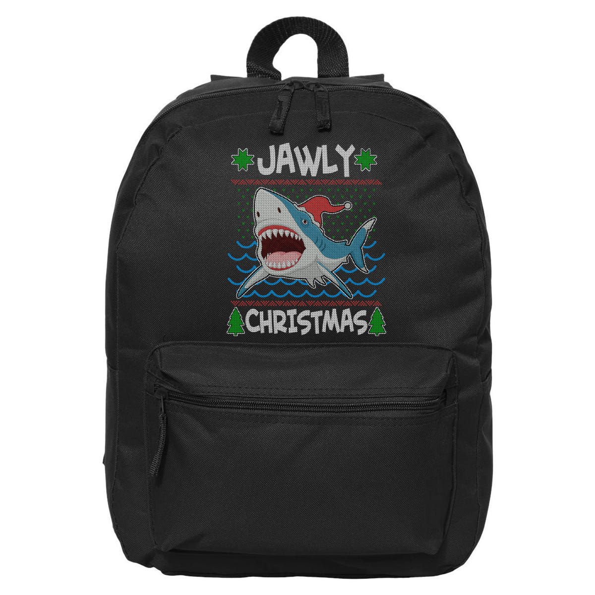 Funny Jawly Christmas Shark Ugly Christmas Sweater 16 in Basic Backpack