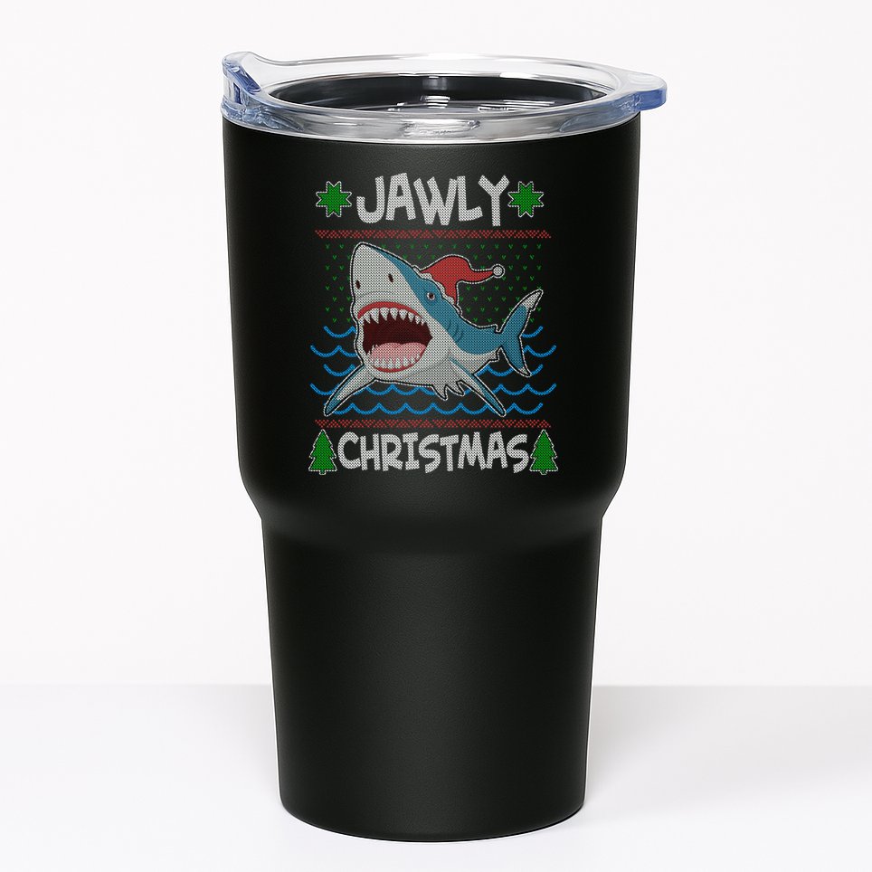 Funny Jawly Christmas Shark Ugly Christmas Sweater Tumbler