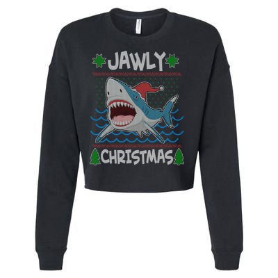 Funny Jawly Christmas Shark Ugly Christmas Sweater Cropped Pullover Crew