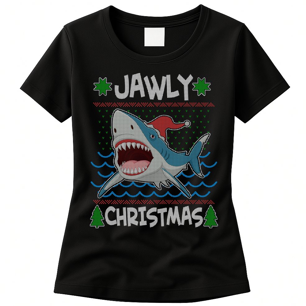 Funny Jawly Christmas Shark Ugly Christmas Sweater Womens T-Shirt