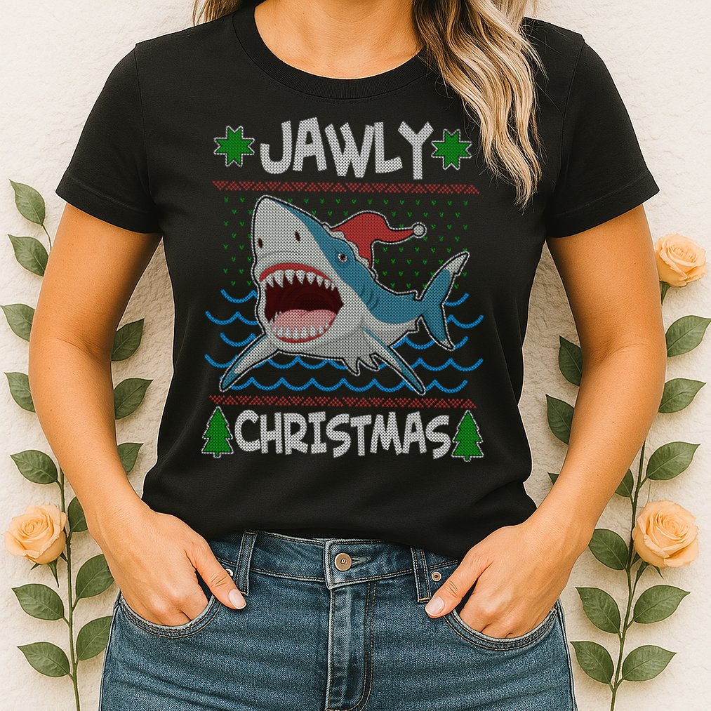 Funny Jawly Christmas Shark Ugly Christmas Sweater Womens T-Shirt