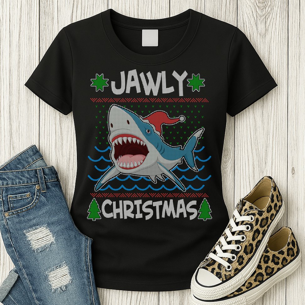 Funny Jawly Christmas Shark Ugly Christmas Sweater Womens T-Shirt