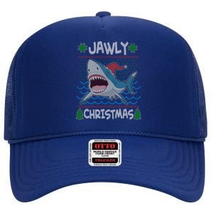 Funny Jawly Christmas Shark Ugly Christmas Sweater High Crown Mesh Back Trucker Hat