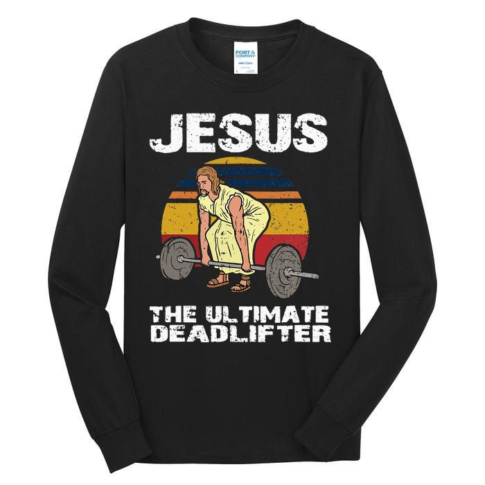 Funny Jesus Christian Weight Lifting Gym Tall Long Sleeve T-Shirt