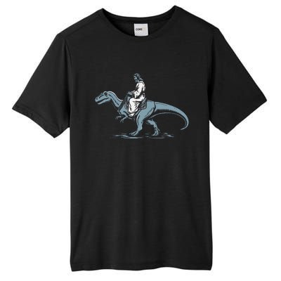 Funny Jesus Christ Saddled Up & Riding On A Trex Dinosaur Tall Fusion ChromaSoft Performance T-Shirt