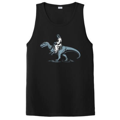 Funny Jesus Christ Saddled Up & Riding On A Trex Dinosaur PosiCharge Competitor Tank