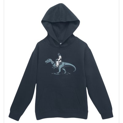 Funny Jesus Christ Saddled Up & Riding On A Trex Dinosaur Urban Pullover Hoodie