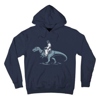 Funny Jesus Christ Saddled Up & Riding On A Trex Dinosaur Tall Hoodie