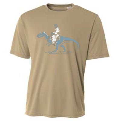 Funny Jesus Christ Saddled Up & Riding On A Trex Dinosaur Cooling Performance Crew T-Shirt