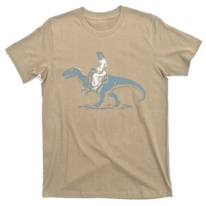 Funny Jesus Christ Saddled Up & Riding On A Trex Dinosaur T-Shirt