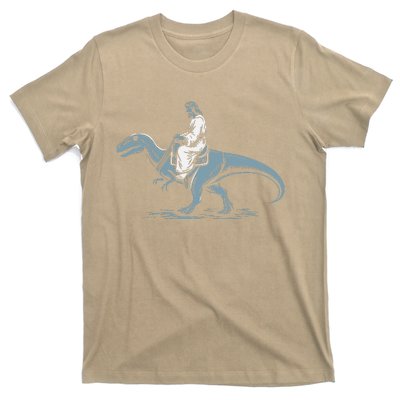 Funny Jesus Christ Saddled Up & Riding On A Trex Dinosaur T-Shirt