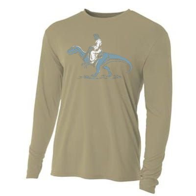 Funny Jesus Christ Saddled Up & Riding On A Trex Dinosaur Cooling Performance Long Sleeve Crew