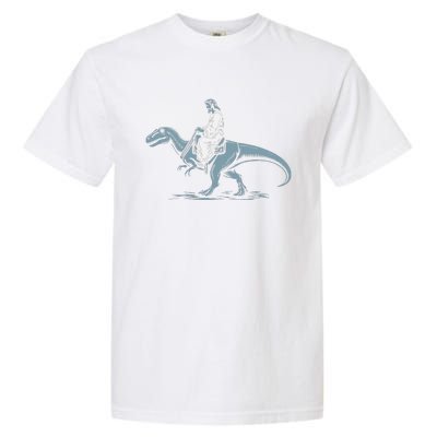 Funny Jesus Christ Saddled Up & Riding On A Trex Dinosaur Garment-Dyed Heavyweight T-Shirt