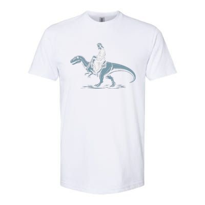 Funny Jesus Christ Saddled Up & Riding On A Trex Dinosaur Softstyle CVC T-Shirt