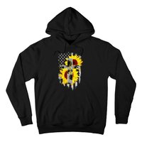 Faith Jesus Cross Sunflower American Flag Hoodie