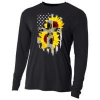 Faith Jesus Cross Sunflower American Flag Cooling Performance Long Sleeve Crew