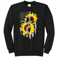 Faith Jesus Cross Sunflower American Flag Tall Sweatshirt