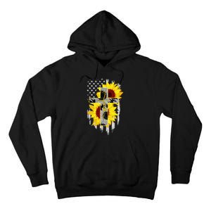 Faith Jesus Cross Sunflower American Flag Tall Hoodie