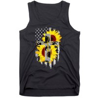 Faith Jesus Cross Sunflower American Flag Tank Top