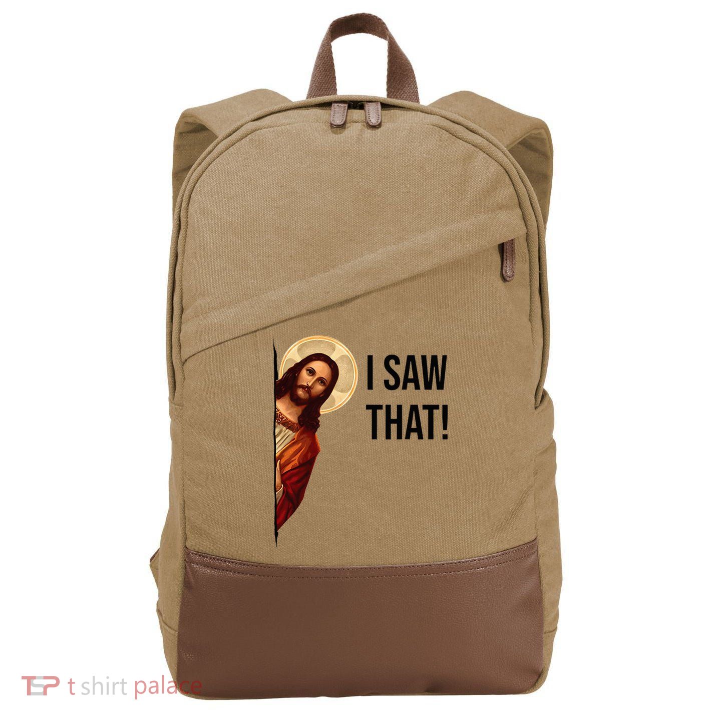 Funny Jesus Christ I Saw That Meme Religious Cool Retro God Cotton Canvas Backpack