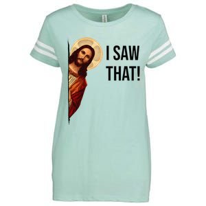 Funny Jesus Christ I Saw That Meme Religious Cool Retro God Enza Ladies Jersey Football T-Shirt