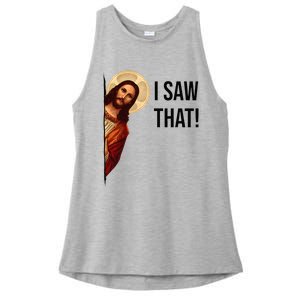 Funny Jesus Christ I Saw That Meme Religious Cool Retro God Ladies PosiCharge Tri-Blend Wicking Tank