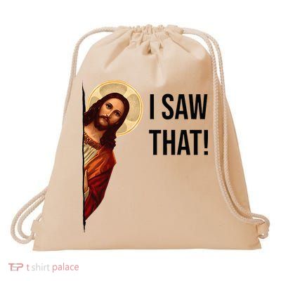 Funny Jesus Christ I Saw That Meme Religious Cool Retro God Drawstring Bag