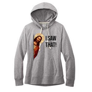 Funny Jesus Christ I Saw That Meme Religious Cool Retro God Women's Fleece Hoodie